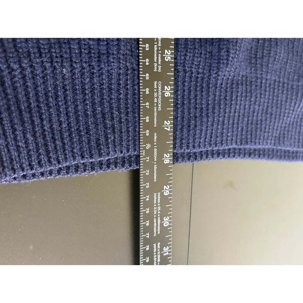 National Geographic Mens 100% Wool Ribbed Shawl Collar Sweater Navy Blue Medium